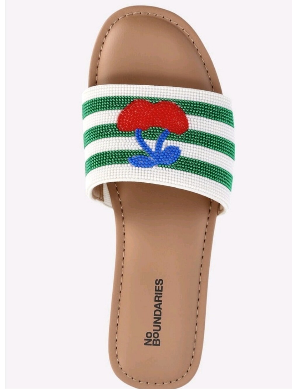 No Boundaries Women's Beaded Slide Sandals